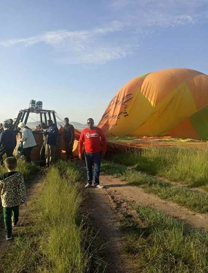 Clara on their Balloon safari, Maasai Mara